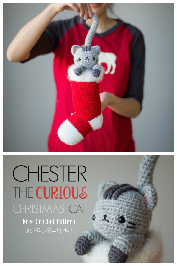 Crochet Chester the Christmas Cat Amigurumi Free Patterns
