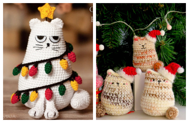 Crochet Christmas Cat Amigurumi Free Patterns & Paid