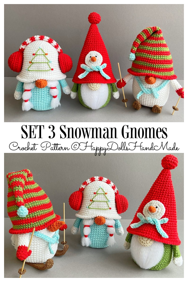 Crochet Snowman Gnomes Amigurumi  Patterns