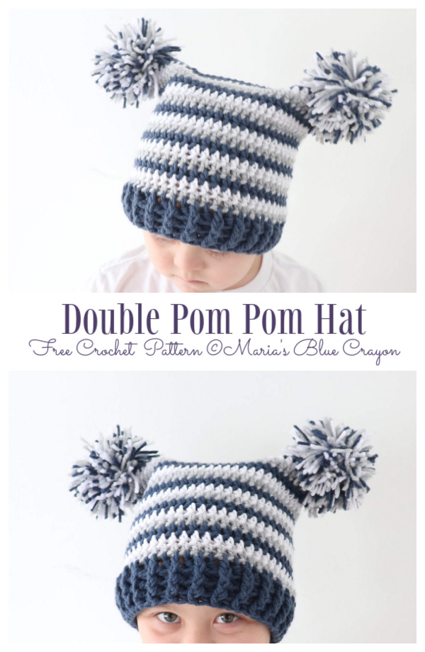 Double Pom Pom Hat Free Crochet Patterns