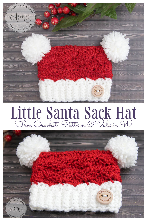 Little Santa Sack Hat Free Crochet Patterns