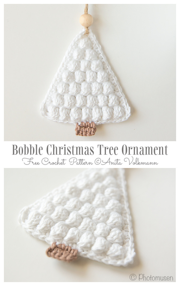 Bobble Christmas Tree Ornament Patrones de ganchillo gratis