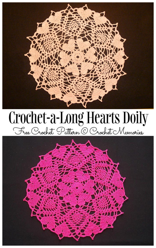 Crochet-a-Long Hearts Doily Free Crochet Patterns 
