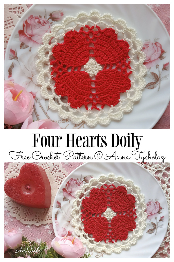 Four Hearts Doily Free Crochet Patterns