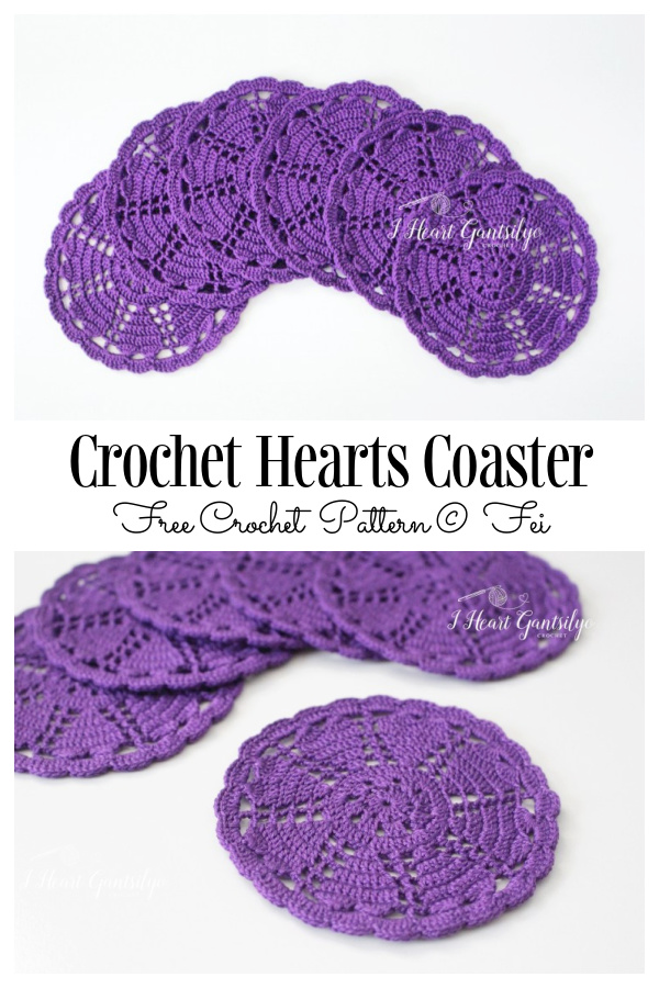 Hearts Coaster Doily Free Crochet Patterns