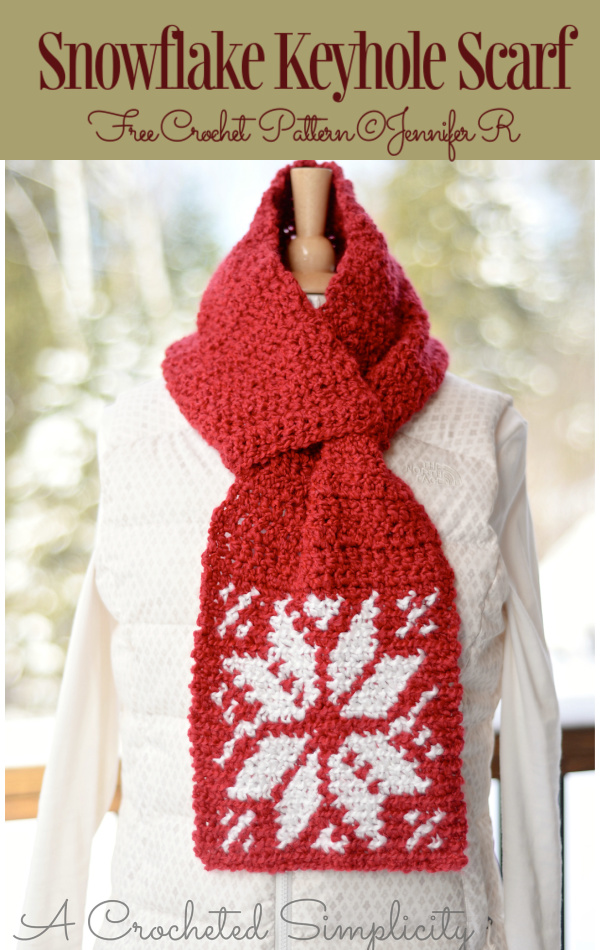 Snowflake Keyhole Scarf Free Crochet Patterns