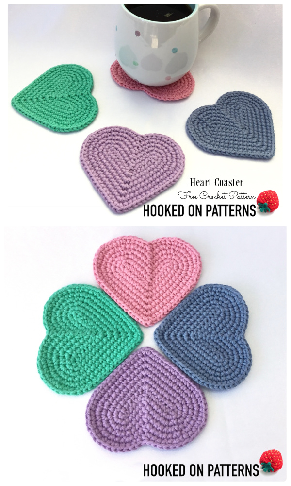 Simple Heart Coasters Free Crochet Patterns