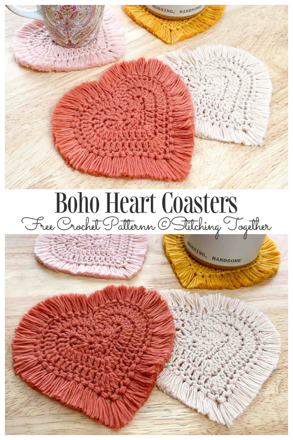 VALENTINE Heart Plaid Placemat & Coaster/Decor/Crochet Pattern INSTRUCTIONS ONLY 