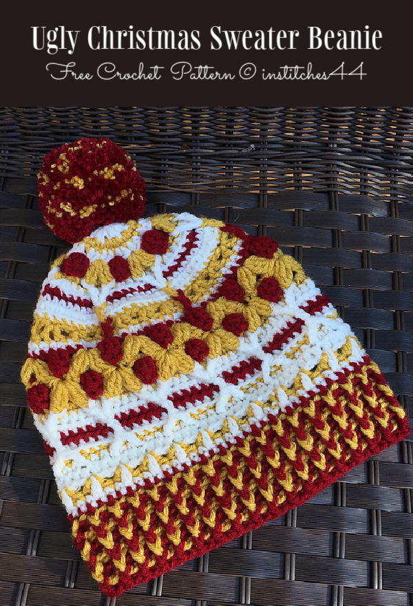 Ugly Christmas Sweater Beanie Hat Free Crochet Patterns