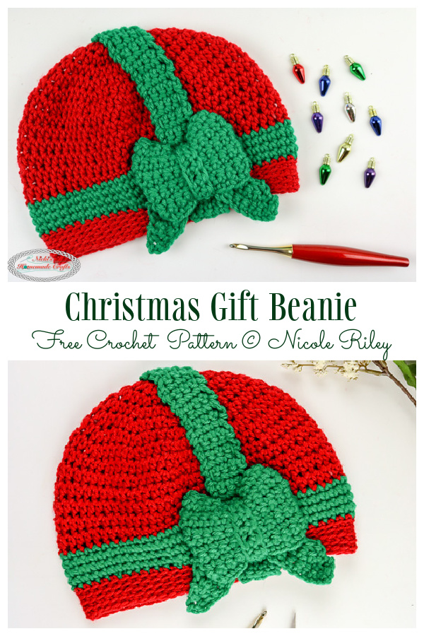 Christmas Gift Beanie Hat Free Crochet Patterns