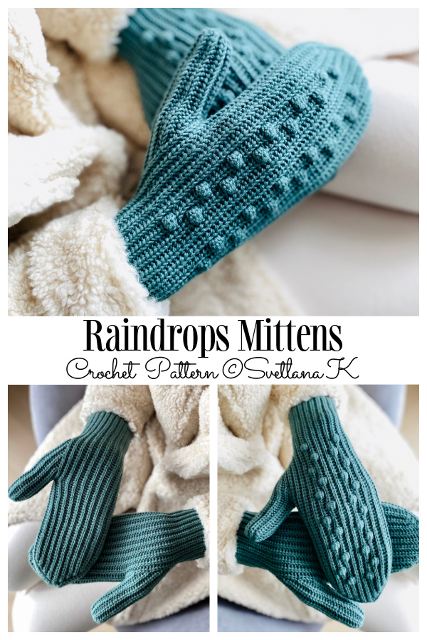 Raindrop Mittens Crochet Patterns