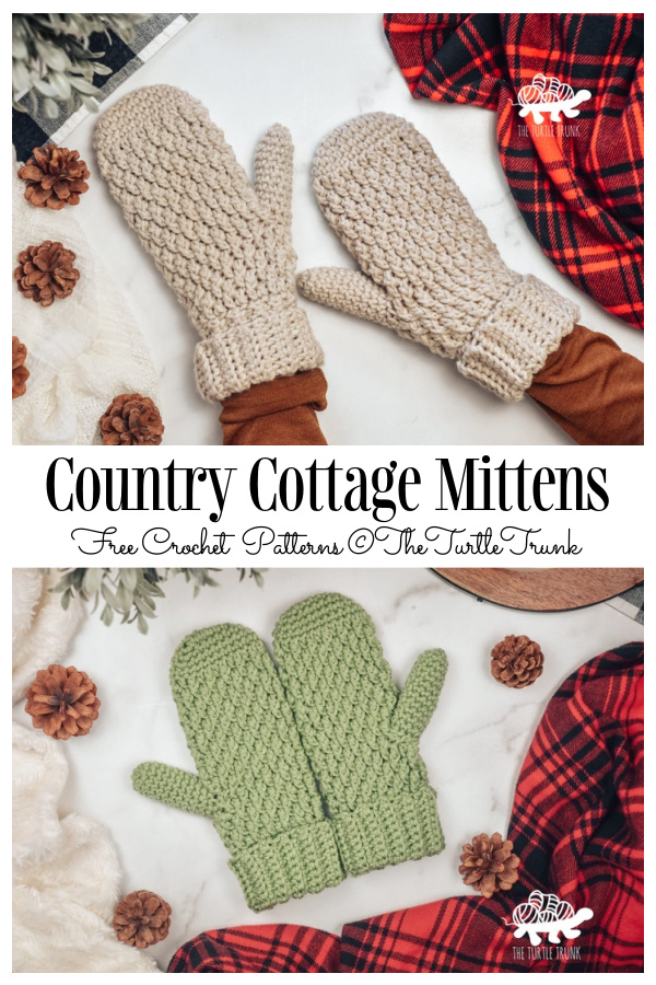 Country Cottage  Mittens Free Crochet Patterns