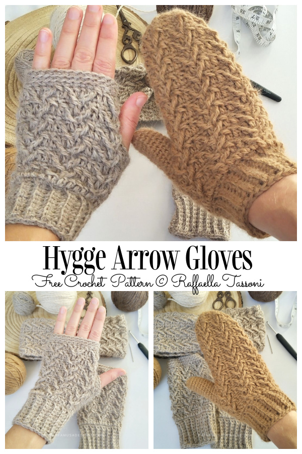 Hygge Arrow Gloves Free Crochet Patterns