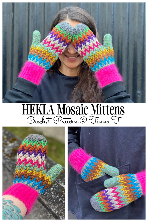 HEKLA Mosaic Mittens Crochet Patterns