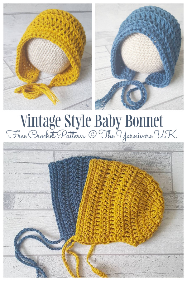 Vintage Style Baby Bonnet Free Crochet Patterns 