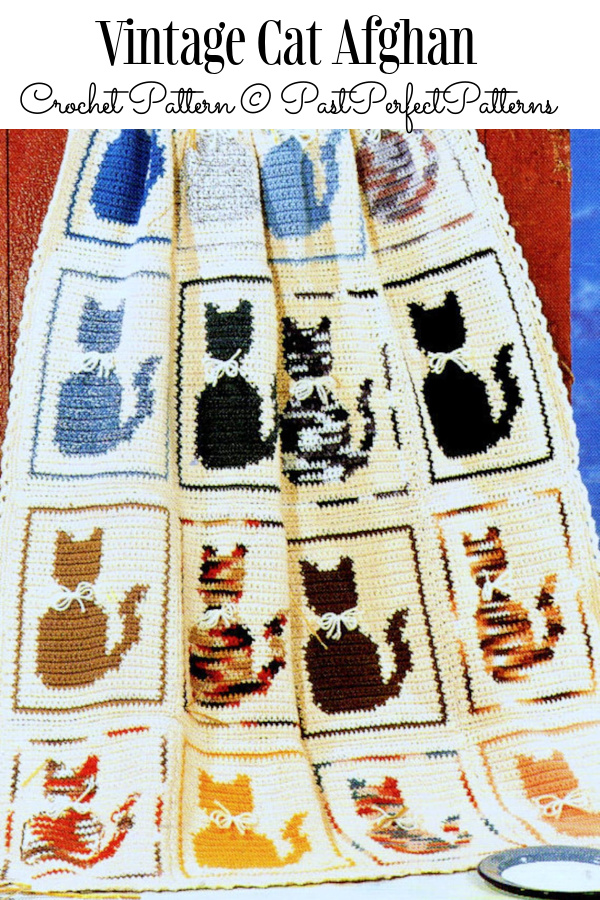 Vintage Cat Afghan Throw Crochet Pattern