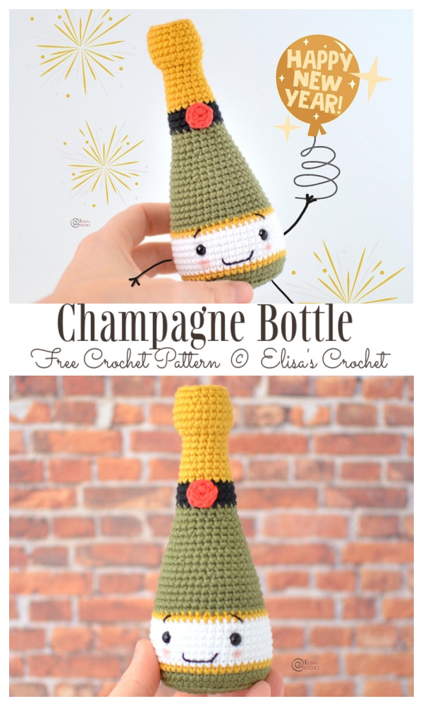 Crochet Champagne Bottle Amigurumi Free Pattern
