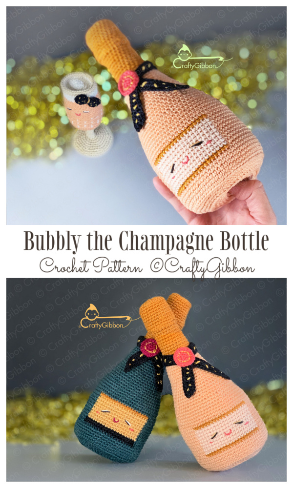 Crochet Cubbly the Champagne Bottle Amigurumi Pattern