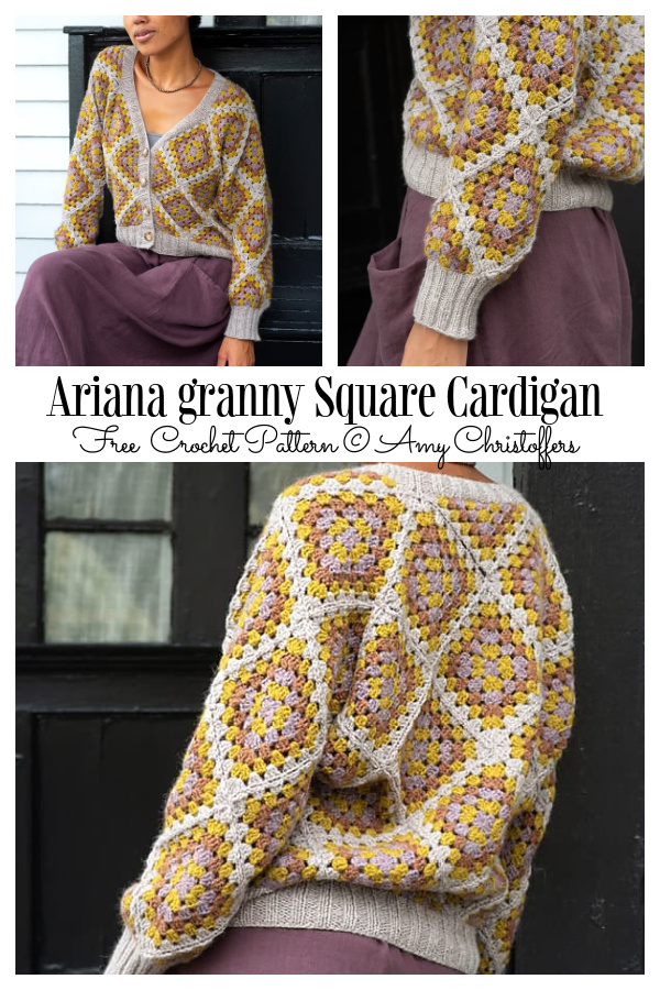 Ariana Granny Square Cardigan Free Crochet Patterns