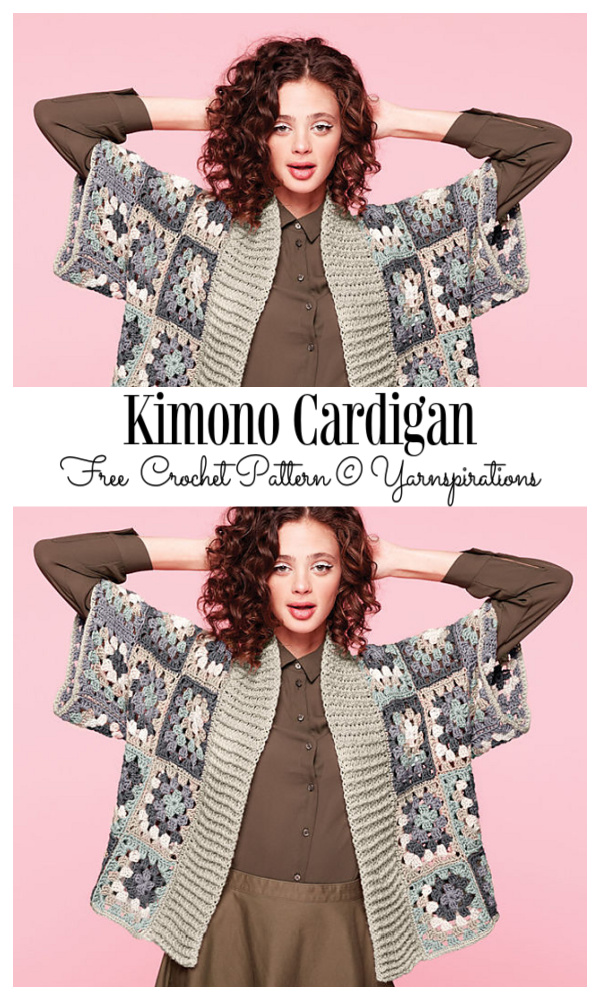 Kimono Granny Square Cardigan Free Crochet Patterns