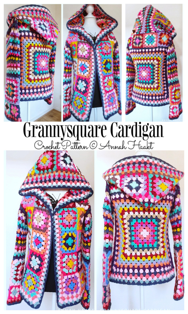 Hooded Granny Square Cardigan Crochet Patterns