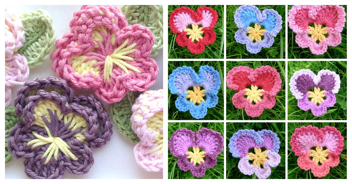 Pansy Flower Free Crochet Patterns