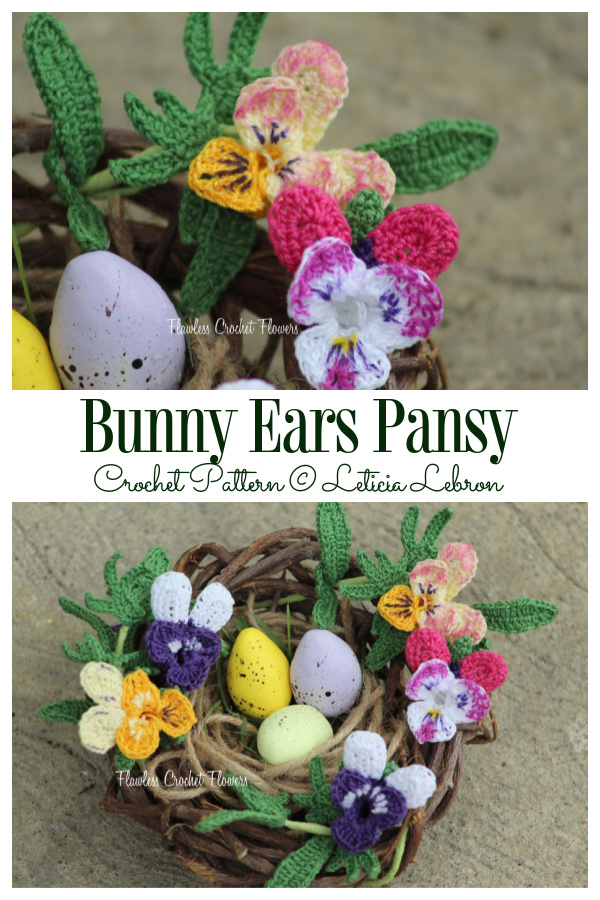 Bunny Ears Pansy Flower Crochet Patterns