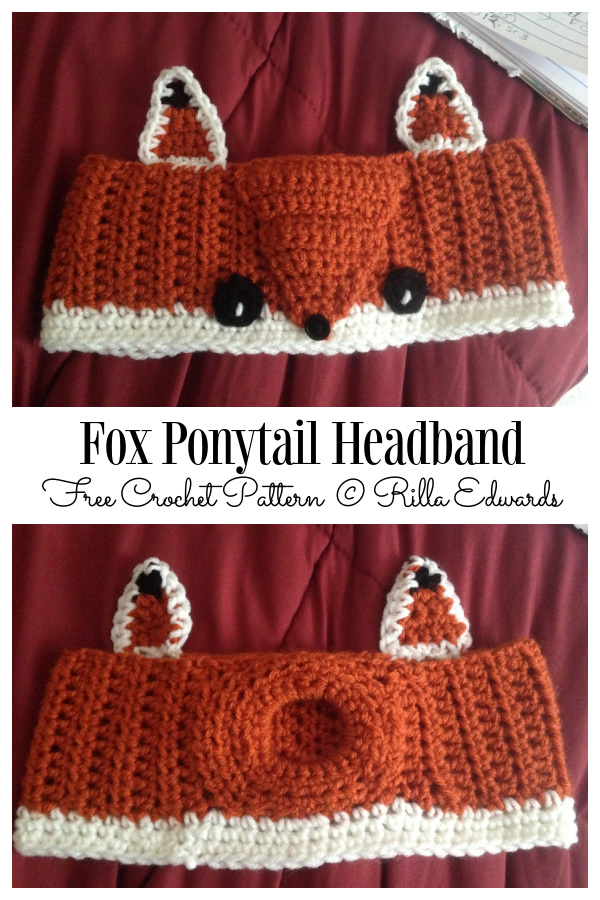 Fox Ponytail Headband Free Crochet Pattern