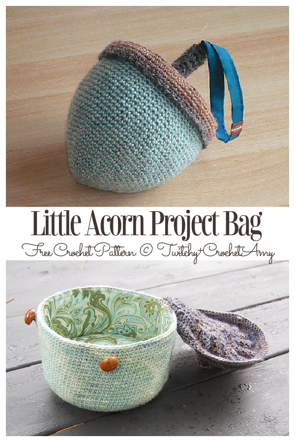 Little Acorn Project Bag Free Crochet Patterns 