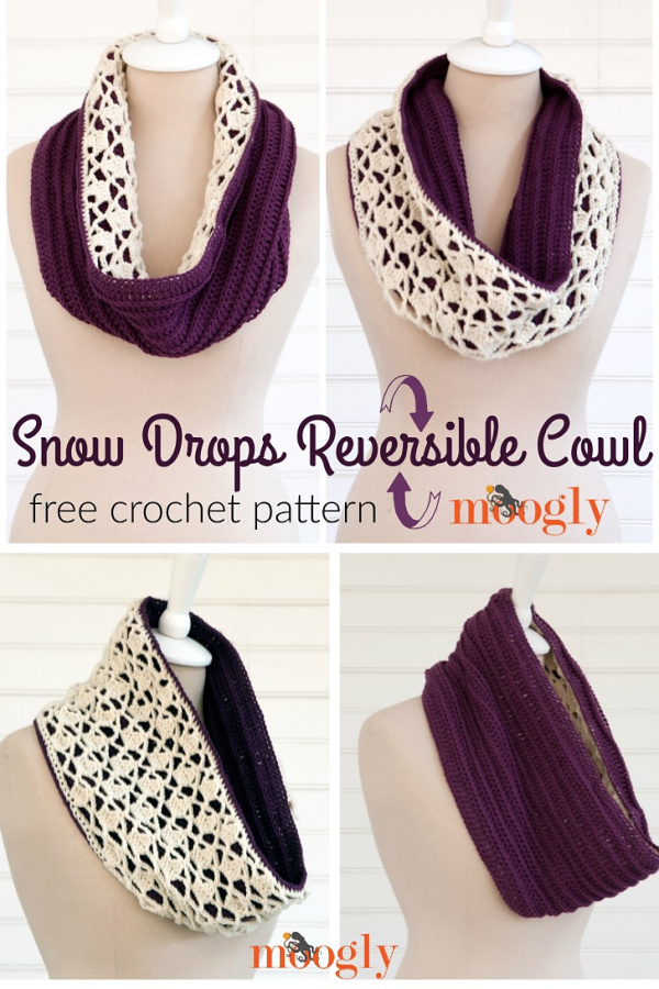 Snow Drops Reversible Cowl Free Crochet Patterns