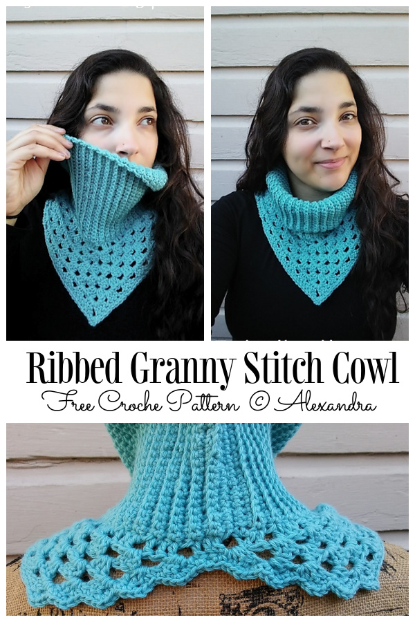 Ribbed Granny Stitch Cowl Free Crochet Patterns