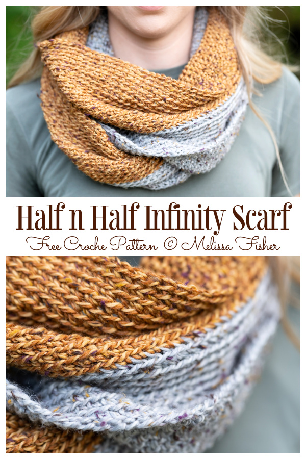 Half n Half Infinity Scarf Free Crochet Patterns