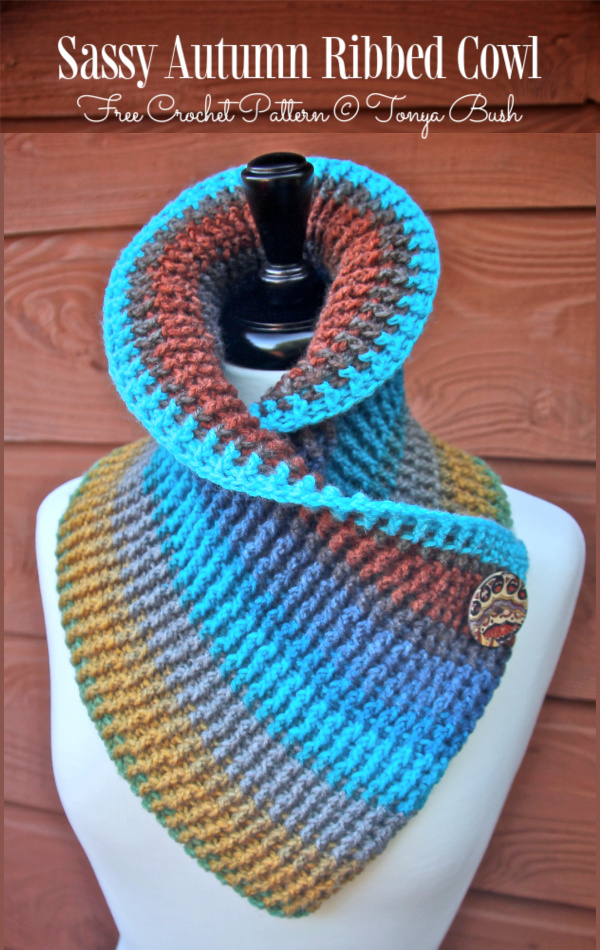 Sassy Autumn Ribbed Cowl Free Crochet Patterns