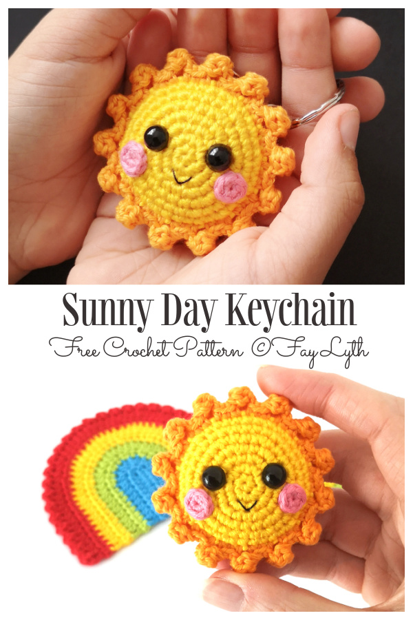 Scrappy Crochet Sun Keychain Amigurumi Free Patterns