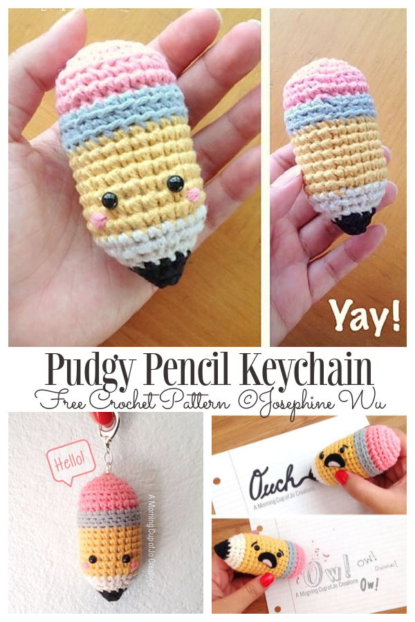 Scrappy Crochet Pudgy Pencil Keychain Amigurumi Free Patterns