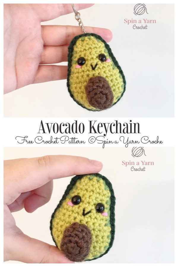 Scrappy Crochet Avocado Keychain Amigurumi Free Patterns