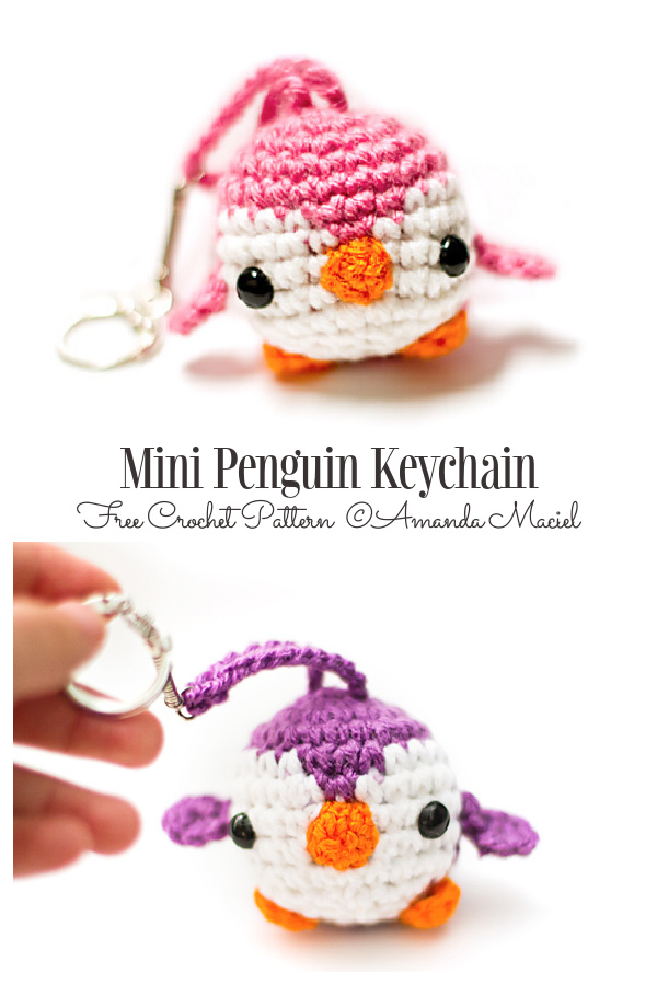 Scrappy Crochet Mini Penguin Amigurumi Keychain Free Patterns