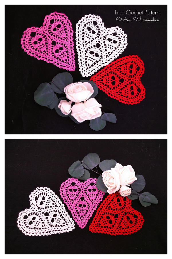 Skull-in-ne Heart Doily Free Crochet Patterns 