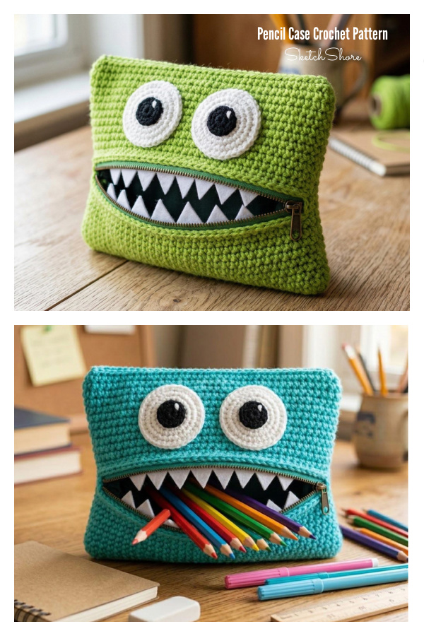Back to School Monster Mouth Pencil Cases Crochet Patterns Back to School Monster Mouth Pencil Cases Crochet Patterns