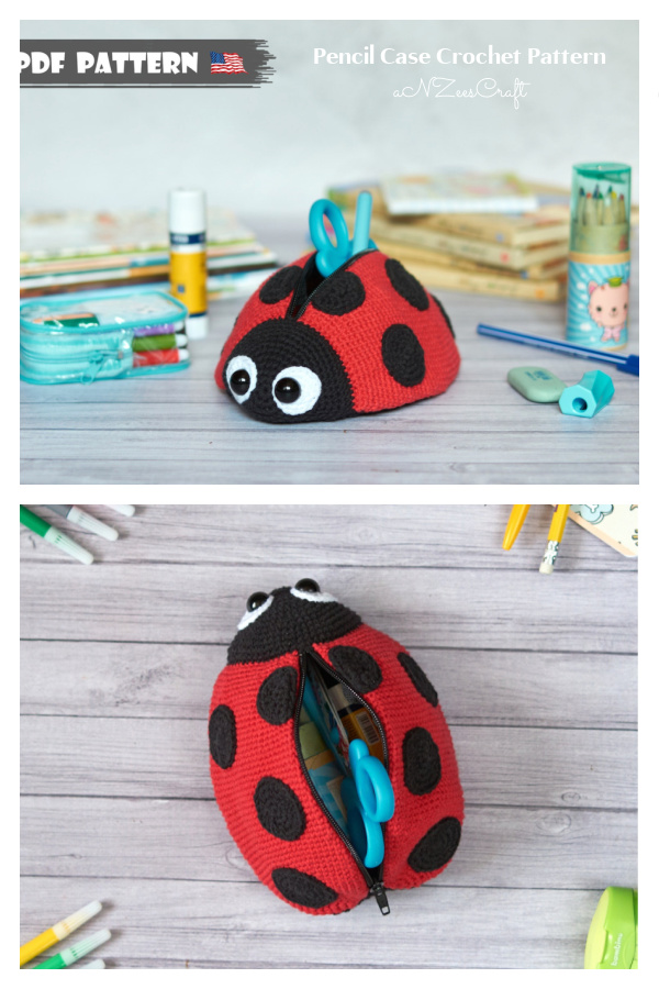 Back to School Ladybug Pencil Cases Crochet Patterns Back to School Ladybug Pencil Cases Crochet Patterns