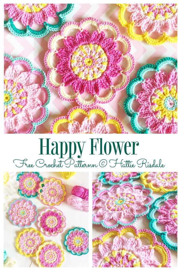 Happy Flower Coaster Free Crochet Patterns