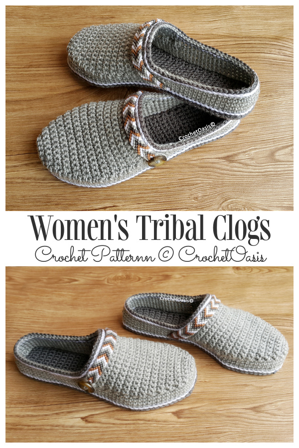 Women's Tribal Clogs Crochet Patterns