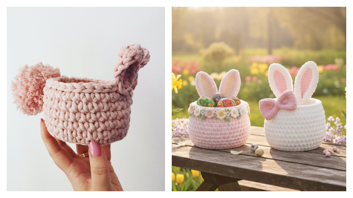 Cute Easter Bunny Basket Free Crochet Patterns & Paid - DIY Magazine
