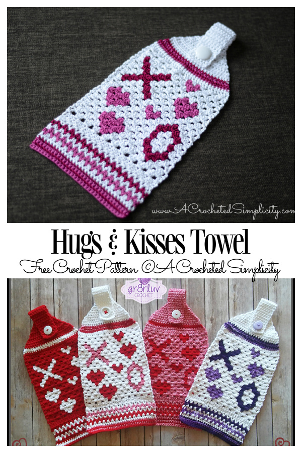 Hugs & Kisses Towel  Free Crochet Patterns