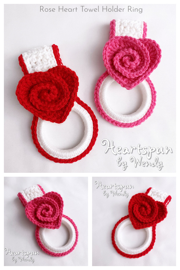 Rose Heart Towel Holder Ring Crochet Patterns