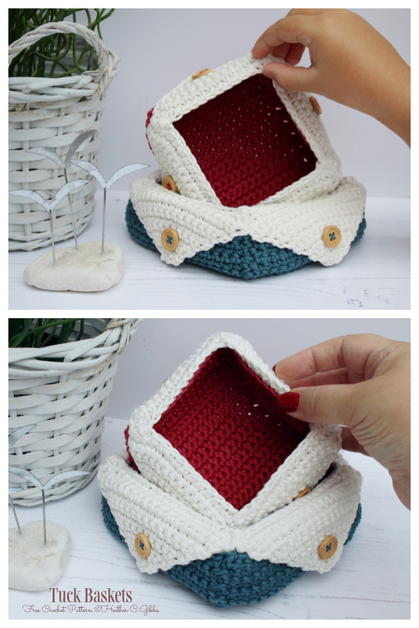 Creativa Tuck Baskets  Free Crochet Patterns