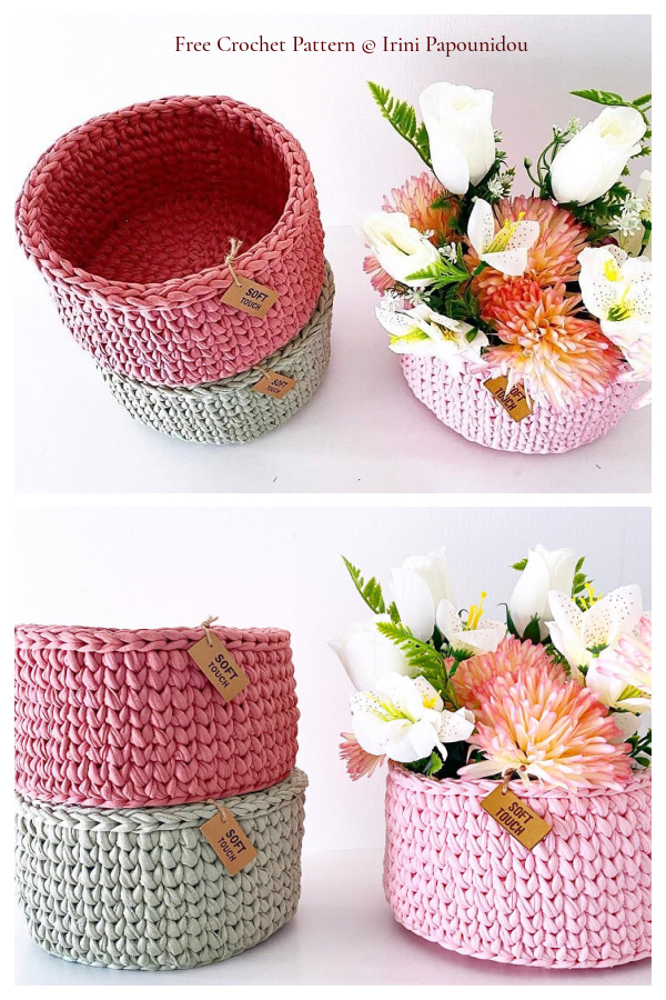 Round Basket Free Crochet Patterns 