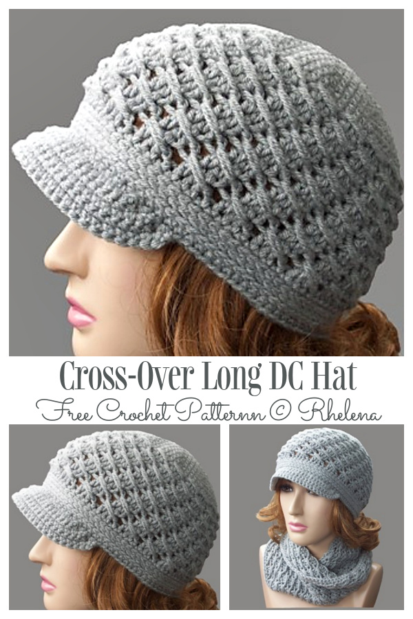 Cross-Over Long DC Hat Free Crochet Patterns