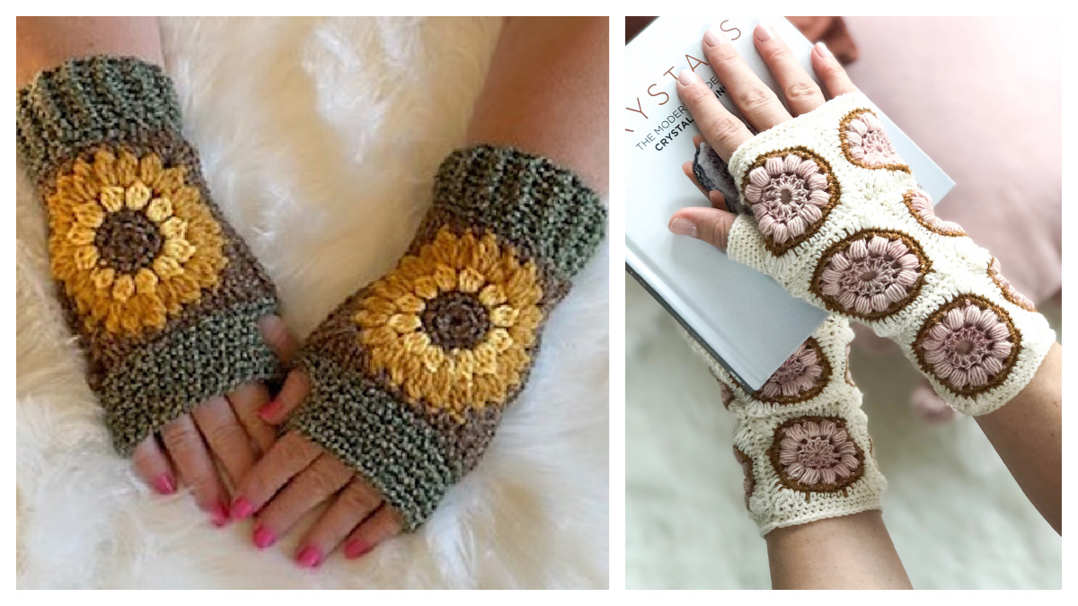 Crochet fingerless glove free pattern - Fosbas Designs