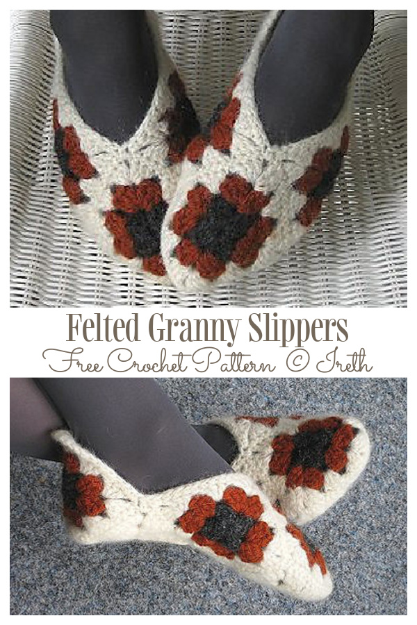 Felted Granny Slippers Free Crochet Patterns